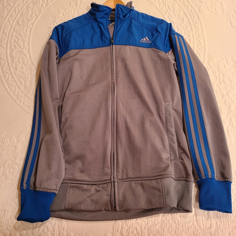 Adidas Men's Vintage Jogging Suit, Size: Small, Color: Grey w/ Blue Trim